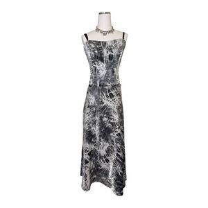 Simon Chang 3 Piece Whimsygoth Tie Dye Gray Corset, Jacket + Skirt Set Size 16